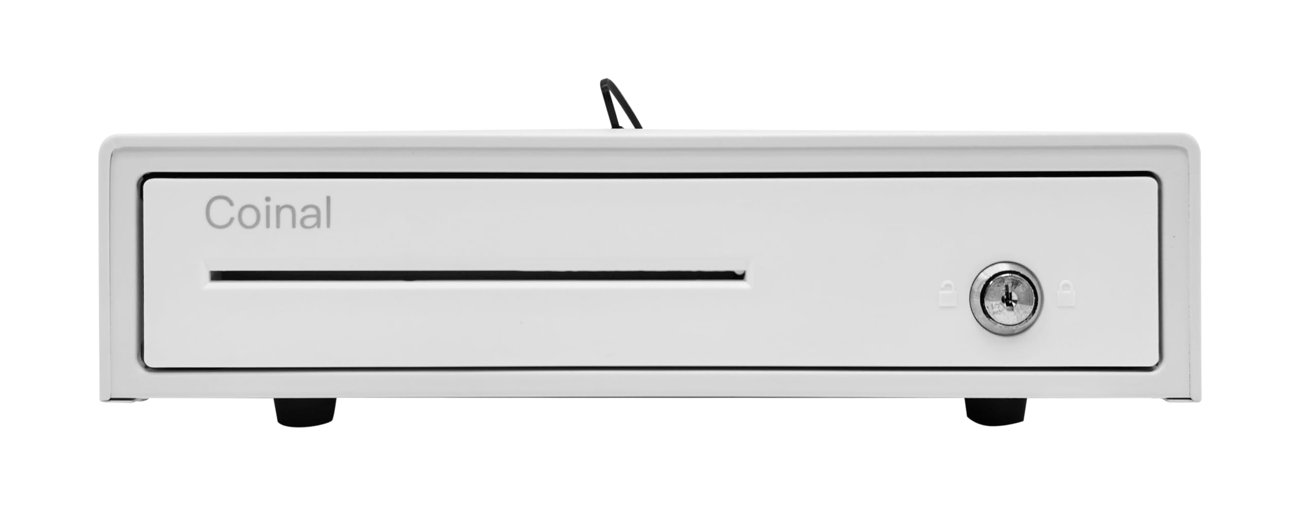 Cassetto per contanti, bianco, 4 scomparti per riporre banconote, 5 scomparti per monete, grande capacità, 12 V universale, adatto per uso domestico o negozio.