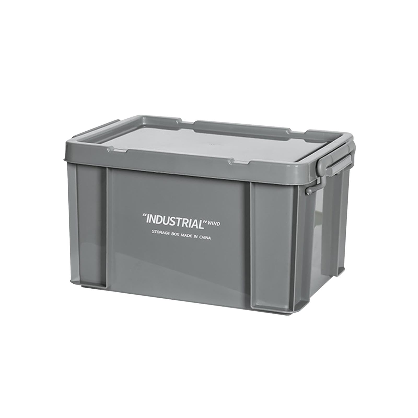 Aufbewahrungsbox Vielseitiger Stapelbarer Lagerbehälter Robuste Kiste mit Deckel PP für Werkstattbedarf Heimlagerung Büroorganisation Auto, Grau