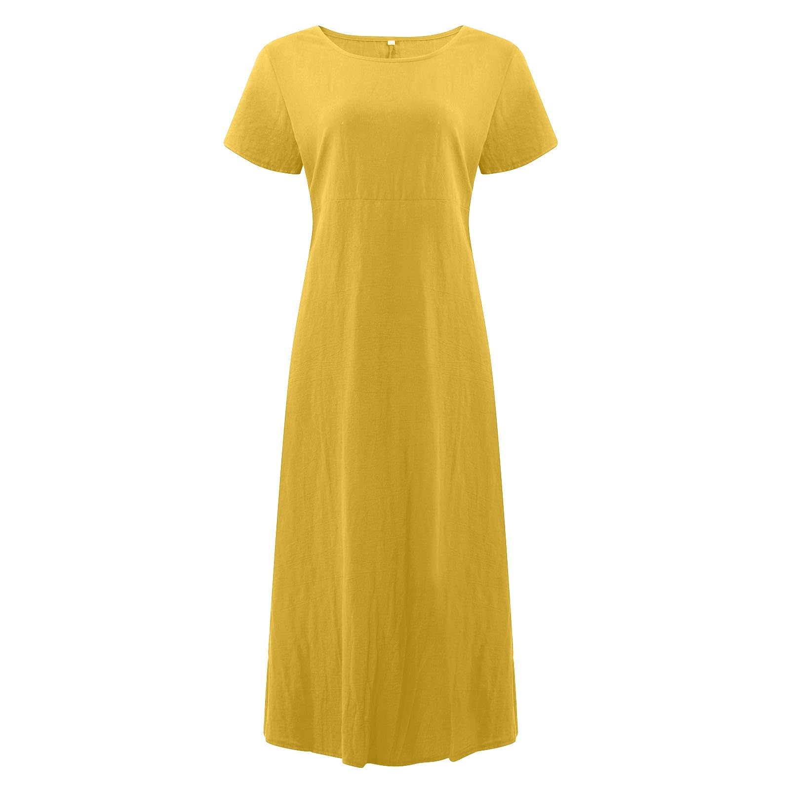 Letnia Sukienka Damska 2026, Wygodna, Luźna, Gładka, Krótkim Rękawem, Bawełniana, Długa, Casual Oversize Fashion Dress