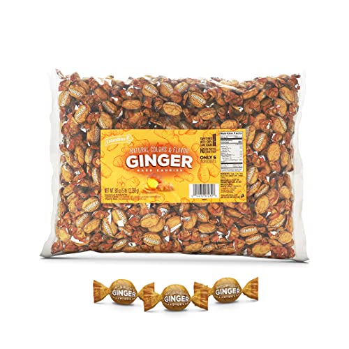 Colombina Ginger Candy - Pack Of 150 Individually Wrapped Gluten Free Ginger Chews - 150 Ginger Candies Sweetened W/ 100% Pure Cane Sugar - Anti-Nausea And Motion Sickness Drops (5Lb Pack) (1) #TOP16