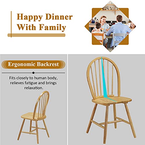 Giantex Set Of 4 Windsor Chairs, Wood Dining Chairs, French Country Armless Spindle Back Dining Chairs, Farmhouse Kitchen Dining Room Chairs, Oak #TOP3