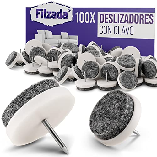 Filzada® 100x Almohadillas de Fieltro Clavo - Ø 24 mm (Blanco) - Deslizamiento de Muebles Profesionales/Deslizamiento de sillas de Fieltro a Clavo