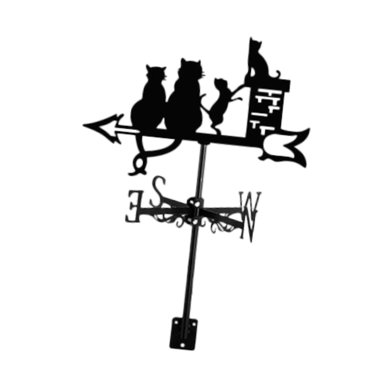 Quxvuis Black Cat Figurine Weathervane Roof Garden Decor Accompanies Gardens With Striking Artistry And Practical Wind Coordination Weathercock Farmhouse Fence Wind