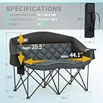 Overmont Oversized Double Camping Chair - Portable Folding with Cooler Bag - Image 2