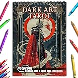 Netecom Dark Art Tarot Coloring Book Spiral Bound for Adults, Soft Cover, 30 Macabre Coloring Pages of Mysterious Tarot Cards for Stress Relief and Relaxation