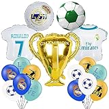 Real Madrid CF Theme Balloons - 12pcs Latex, 5pcs Foil, Ronaldo Birthday Party Favors