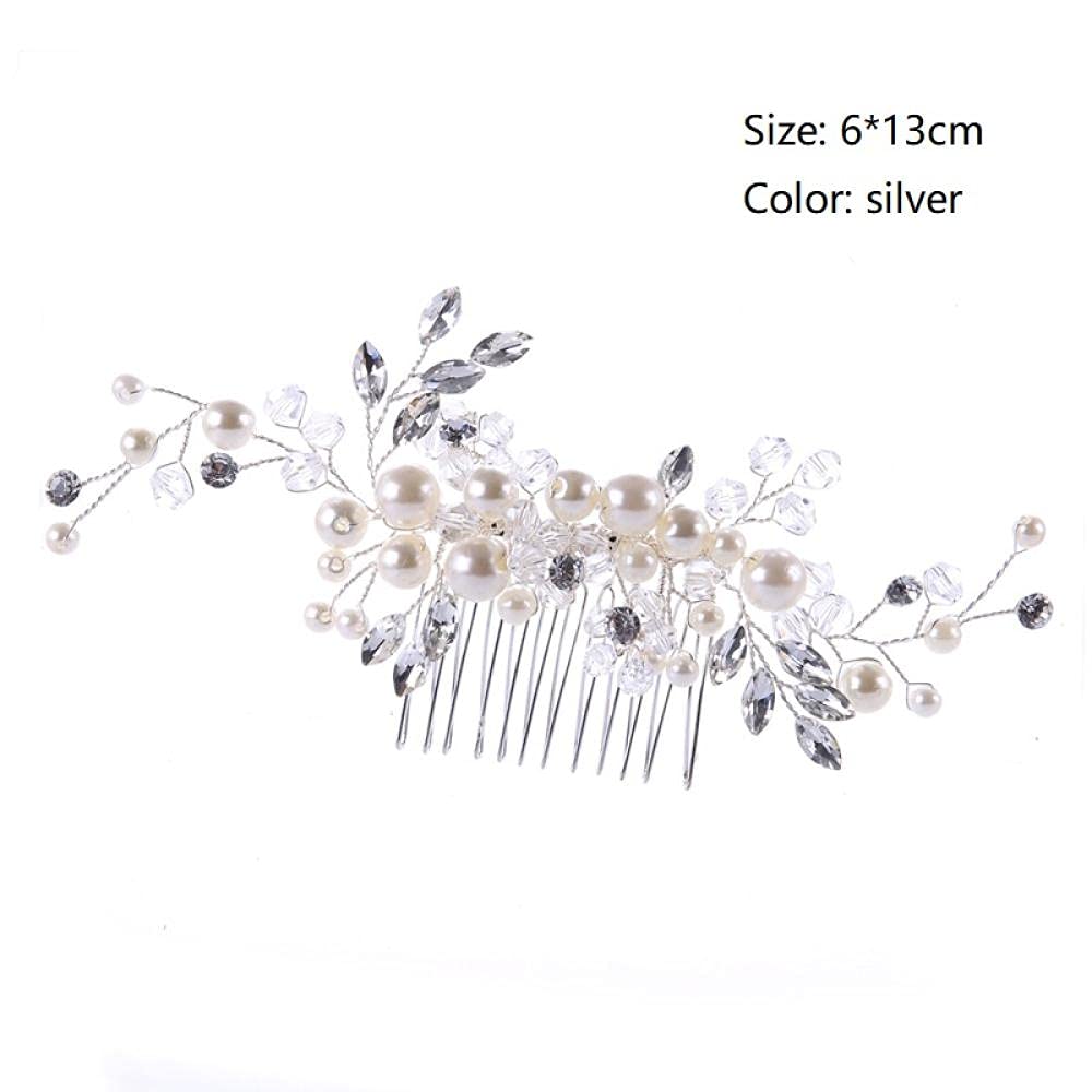 Kwiatowy grzebień do włosów dla panny młodej Szpilki do włosów, stroik ślubny Perłowy grzebień do włosów, Vintage Rhinestone grzebień boczny Wstaw grzebień Akcesoria do włosów, sztuczny bal plażowy