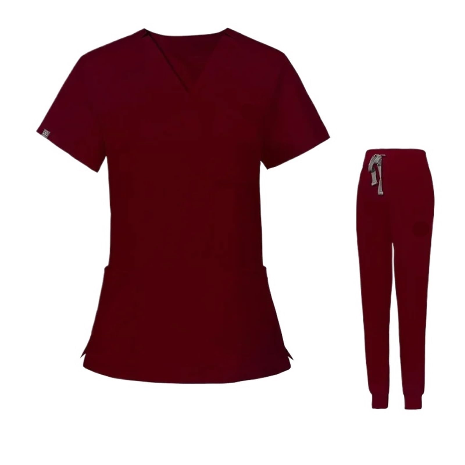 Uniformi per Infermiere da Donna Set Uniforme da Sala operatoria Ispessita, Pantaloni da Infermiera Elasticizzati, Maniche Corte, Set Completo Satinato for Abbigliamento da Lavoro(Brown,M)
