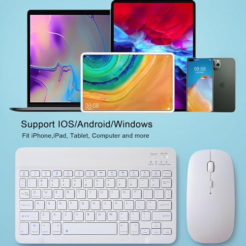 Image of Bluetooth Keyboard and Mouse Combo for iPad, 10 inch Wireless Keyboard & Mouse, Ultra-Slim Portable Rechargeable Keyboard for iPad Pro Air Mini iPhone Samsung Tablet, iPhone15 /14 /13 Pro