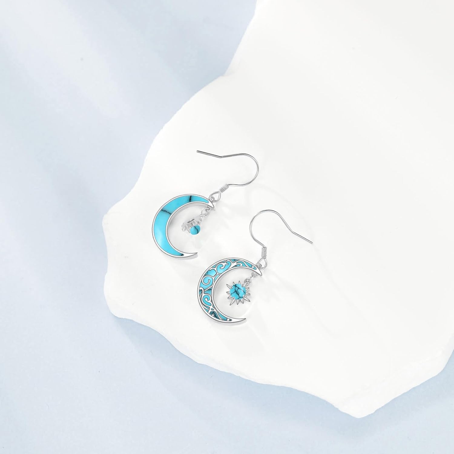 Moon Earrings 925 Sterling Silver Sun Dangle Moon Jewelry Gifts for Women - Image 2