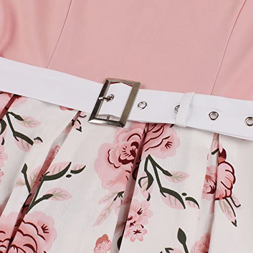Image of Women 1950s Vintage Short Sleeve Peter Pan Collar Retro Swing A Line Midi Summer Dress Cocktail Party Evening Prom Gown