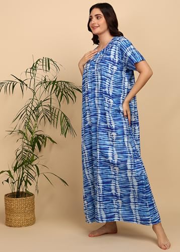 Image of Vlazom Women's Cotton Nighty Gown Combo - Pack of 2 Printed Maxi Nightwear, Free Size, Soft & Breathable Sleepwear for Ladies