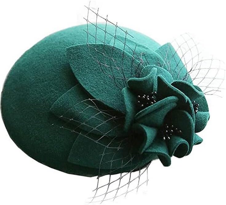 ORIDOOR British Style Pillbox Hat Women Church Wedding Winter Vintage Fascinator Beret 100% Wool Felt Hat with Veil - Image 4