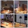UPXNBOR 2 Pezzi Lampada da Tavolo in Metallo, Lampada LED da Tavolo Senza Fili Ricaricabile, 3 Livelli di Luminosità Regolabili, Corpo Metallico Completo, Doppia Batteria, Ricaricabile via USB, Nero