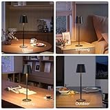UPXNBOR Night Light, LED Touch Bedside Table Lamp, Cordless Rechargeable USB Table Lamp, 3-Level Dimmable Brightness, IP54 Waterproof, Full Metal Housing, Dual Battery Power, Black - Image 4