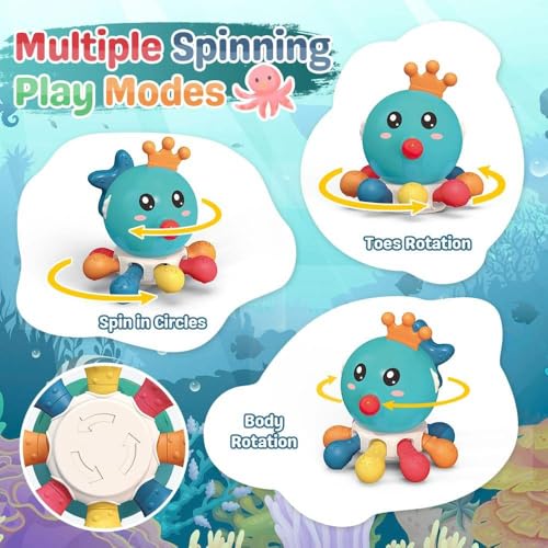 Image of Cable World 10 in 1 Montessori Spinning Octopus for Babies| Sensory Activity Toy with Rotating Gears, Fun Extension Tube, Soft Pop Buttons & Fidget Features | Educational Fine Motor Skill Toy