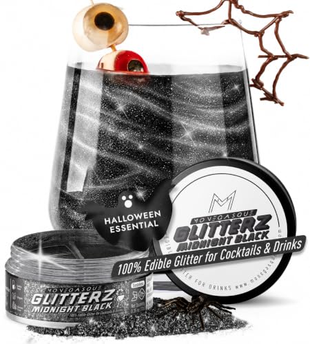 MONÉGASQUE Midnight Black Edible Glitter for Drinks &amp; Cakes, 10g