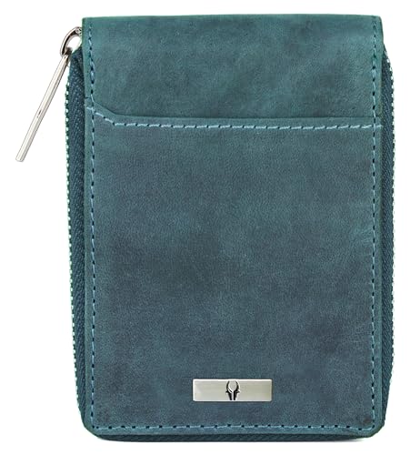 Image of WildHorn RFID Protected Leather Wallet for Men,Blue Hunter