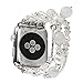 GEMEK Compatible With White Apple Watch Band 38/40/41mm Women Pearl Bracelet Strap, Fashion Handmade Elastic Agate Replacement for iWatch Bands Series 9/8/7/6/5/4/3/2/1 Wristband (Silver)