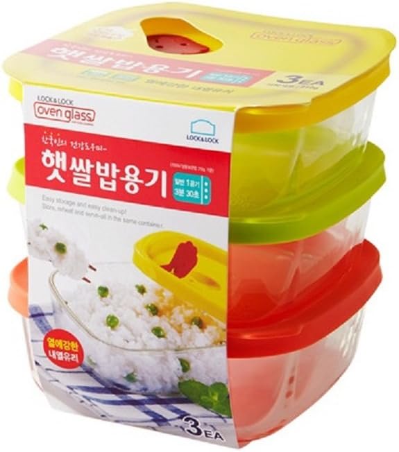 Lock&Lock Oven GLass Cooked Rice Storage Container for Freezer Set of 3