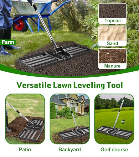 Rastrillo Nivelador para Césped 30x10 con Mango Acero Inoxidable 6.2FT miniatura 6