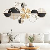 Orologio da Parete Decorativo, Orologio da Parete da 34 ', Arte da Parete in Metallo Non Toccante, Orologio a Batteria per Soggiorno, Ingresso, Ufficio o Decorazioni per la Camera da Letto (86x43cm)