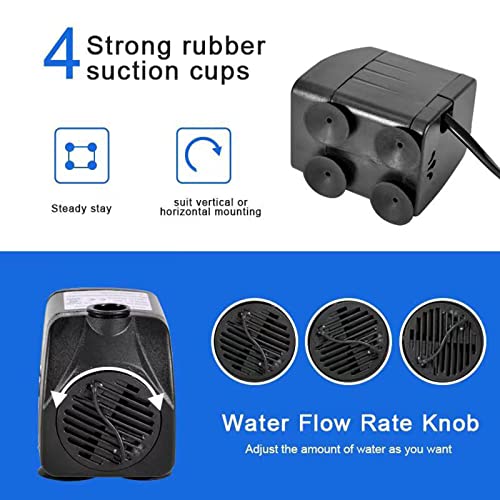 Image of 15W 1000L /H Submersible Fountain Water Pump with 12 Colorful LED Lights, Mushroom and Blossom Spray Head for Aquarium Fish Tank, Pond ,Outdoor Fountain, Water Feature, Statuary Gardens