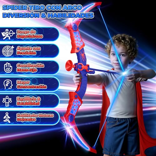 Juguetes Niños 3 4 5 6 7 8 9 10 Años ArcoFlecha Spider con Luces LED Rojas & Azules, Carcaj Spider & Diana Telaraña Regalo Niño 3-12 Años Juegos Exterior Niños Regalos Juguetes para Niños de 3-12 Años 2 Juguetes Niños 3 4 5 6 7 8 9 10 Años Arcoflecha Spider Con Luces Led Rojas & Azules, Carcaj Spider & Diana Telaraña Regalo Niño 3-12 Años Juegos Exterior Niños Regalos Juguetes Para Niños De 3-12 Años