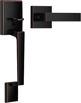 Brightify Oil Rubbed Bronze Front Door Handle No Lock with Modern Lever | Exteior Door Handle for Every Deadbolt, Long-lasting Performance, Reversible for Left & Right Door, Lower Half Grip