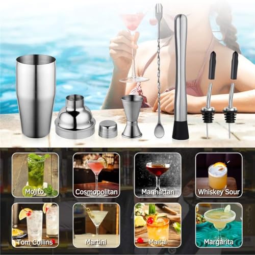 Set de coctelera de acero inoxidable de 8 piezas miniatura 3