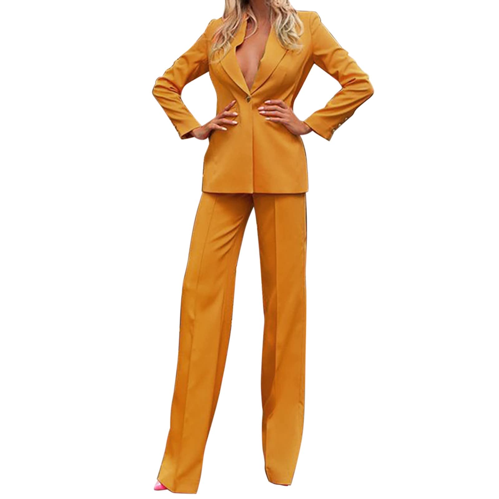 Generico Completo Donna Elegante Completo Con Revers E Bottoni Slim Fit Abbigliamento Curvy Primavera E Autunno Pantaloni E Giacca Tailleur Blazer Comfort Per Occasioni Formali Business E Eventi