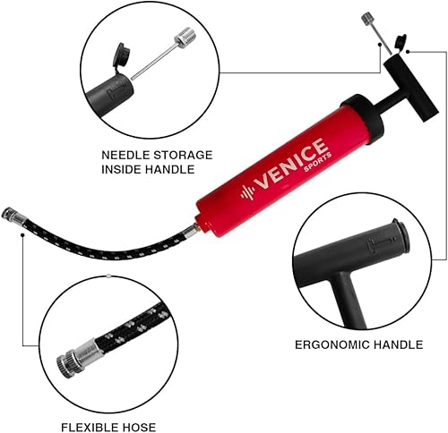 Miniatura 3 de Kit de bomba de bola de 8 pulgadas, perfecto para pelotas de fútbol, voleibol, baloncesto, fútbol y más, kit completo de bomba de mano con agujas,