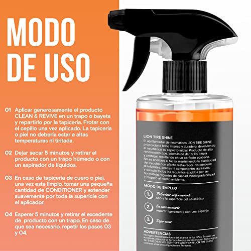 Kit De Limpieza, Renovador E Hidratación De Cuero, Piel Y Tela Del Coche - Intenso Y Potente Acondicionador De Tapiceria. Limpiador E Hidratador (cepillo puede variar) - imagen 7