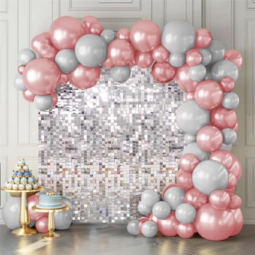 Toile de fond à paillettes argentées Lot de 24 panneaux haut de gamme pour réception