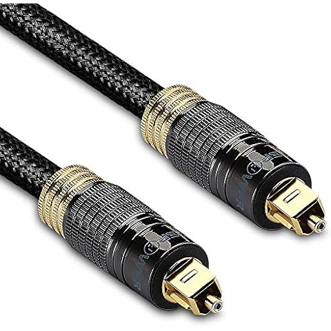 FosPower Toslink Cable (1.8M/6FT), Optical Toslink Digital Audio Cable Cord (S/PDIF) - 24K Gold Plated | Braided Nylon Jacket | Metal Connectors Cover