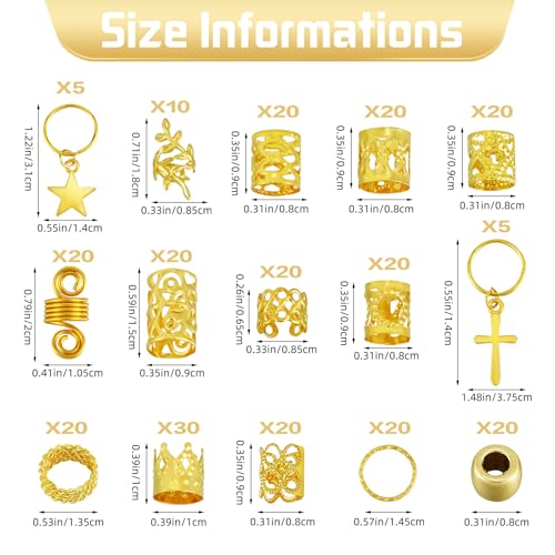 Ornaland 270 piezas adornos para trenzas de cabello dorados en formas mixtas miniatura 2