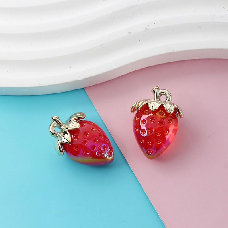 Ximimark 12pcs,Summer Fruit 3D Strawberry Resin Charms Pink Cute Strawberry Pendants DIY Can Be Made Into Necklaces, Earrings, Pendants, Keychains, Etc - Image 8
