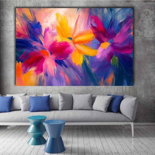 Affiche florale graffiti sur toile abstraite encadrée de qualité - 2