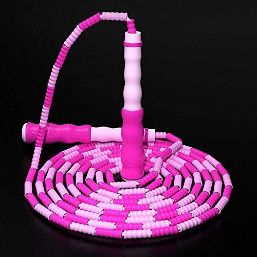 Cuerda para saltar de bambú para niños, mango antideslizante, cuerda para saltar, ejercicio, ejercicio, herramienta deportiva, cuentas duras, cuerda para yoga, saltar la cuerda(Roze)