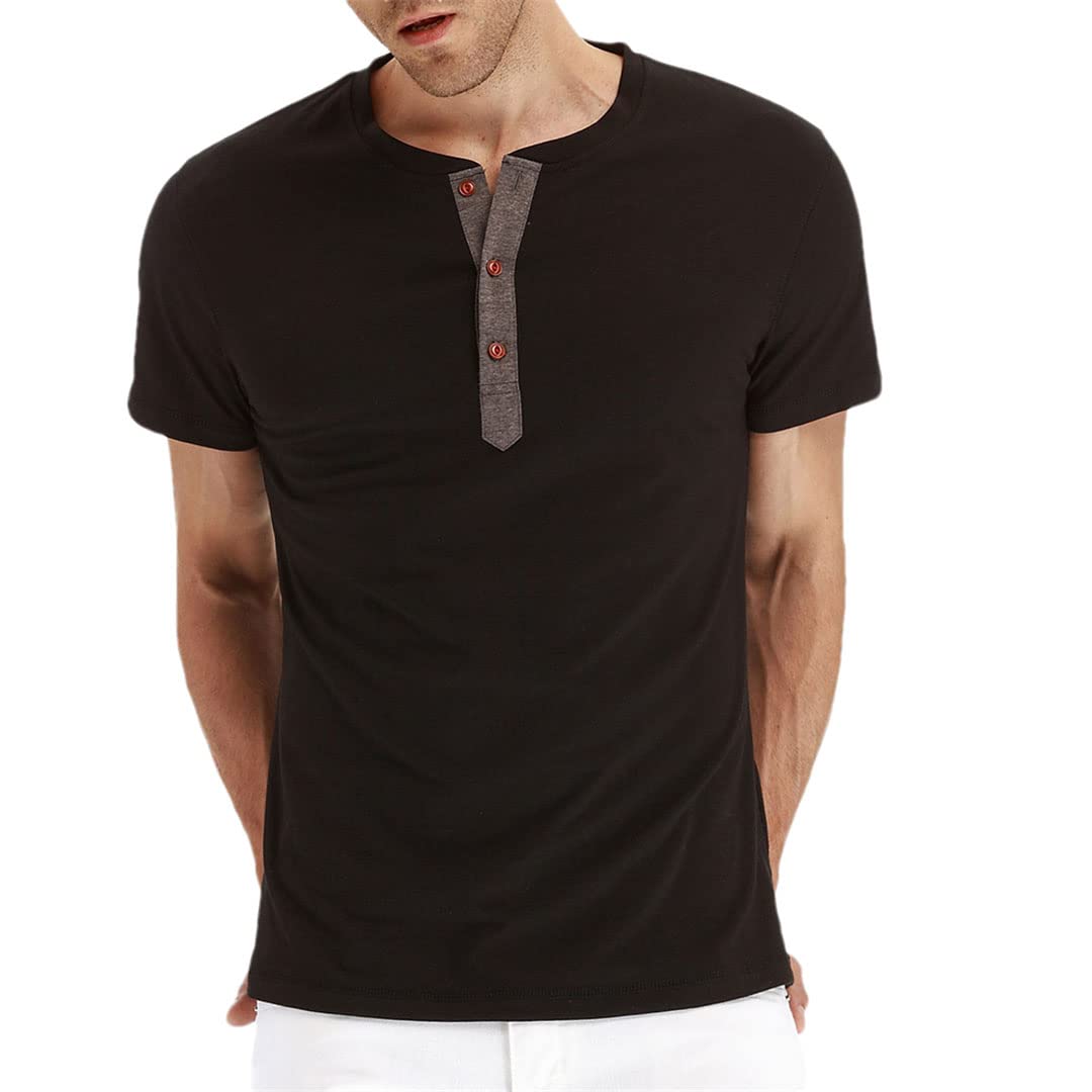 Vogrtcc Maglietta da uomo T-shirt girocollo a maniche corte Top maschili, Nero , S