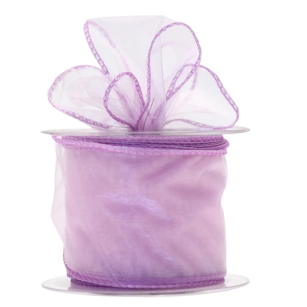 Quality Florist / Craft Lilac Wired Edge Chiffon Organza Ribbon (70mm wide x 20m)