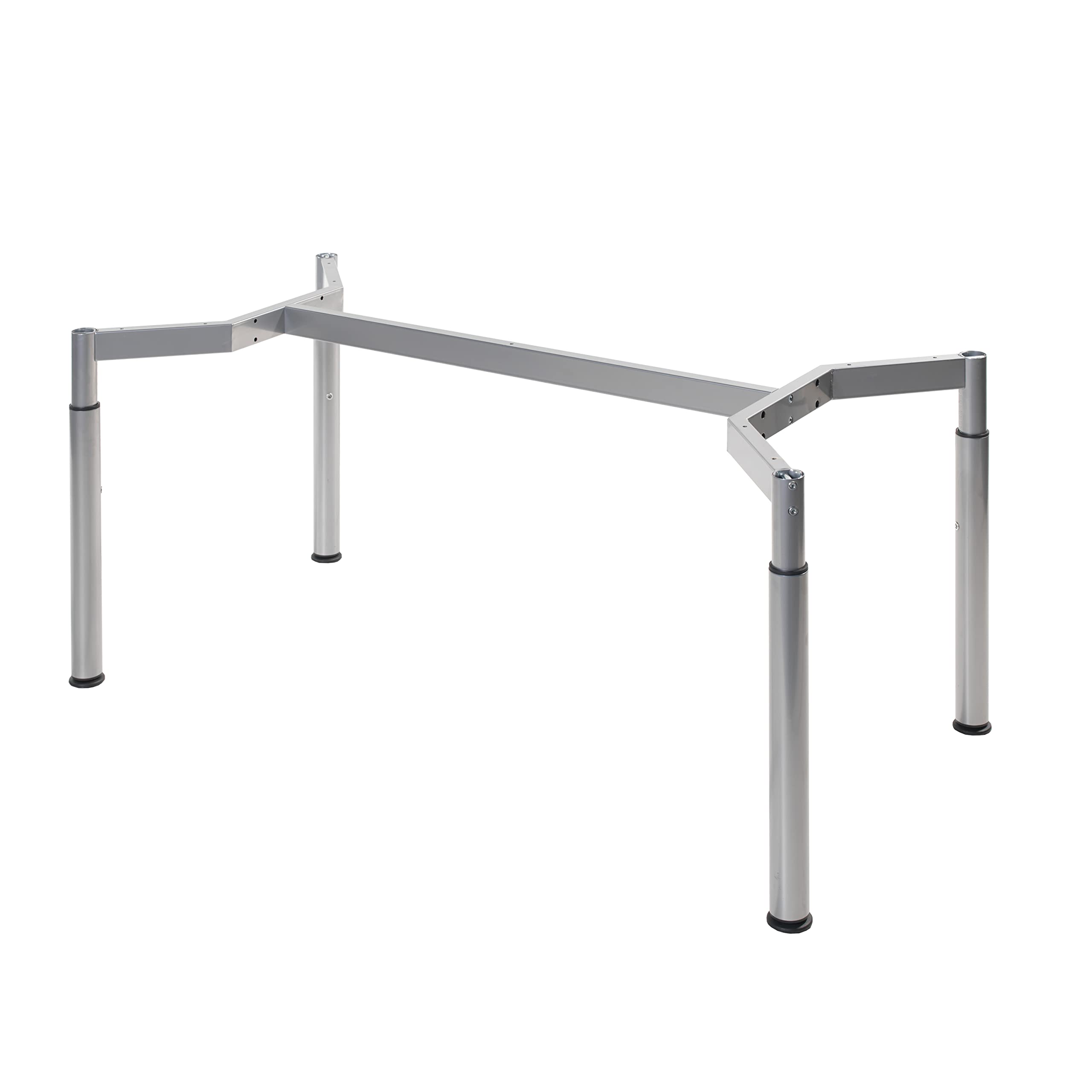 boho möbelwerkstatt Schreibtischgestell, Konferenztischgestell, Tischgestell, höheneinstellbar in Silber RAL9006 für Tischplatten von 160 x 80 cm