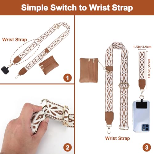 Image of XANGNIER Clip and Go Strap for Phone with Wallet Crossbody, Phone Strap with Zippered Wallet, Adjustable Anti Theft Cellphone Lanyard for Women, Cellphone Chain Accessories,Multicolor 22