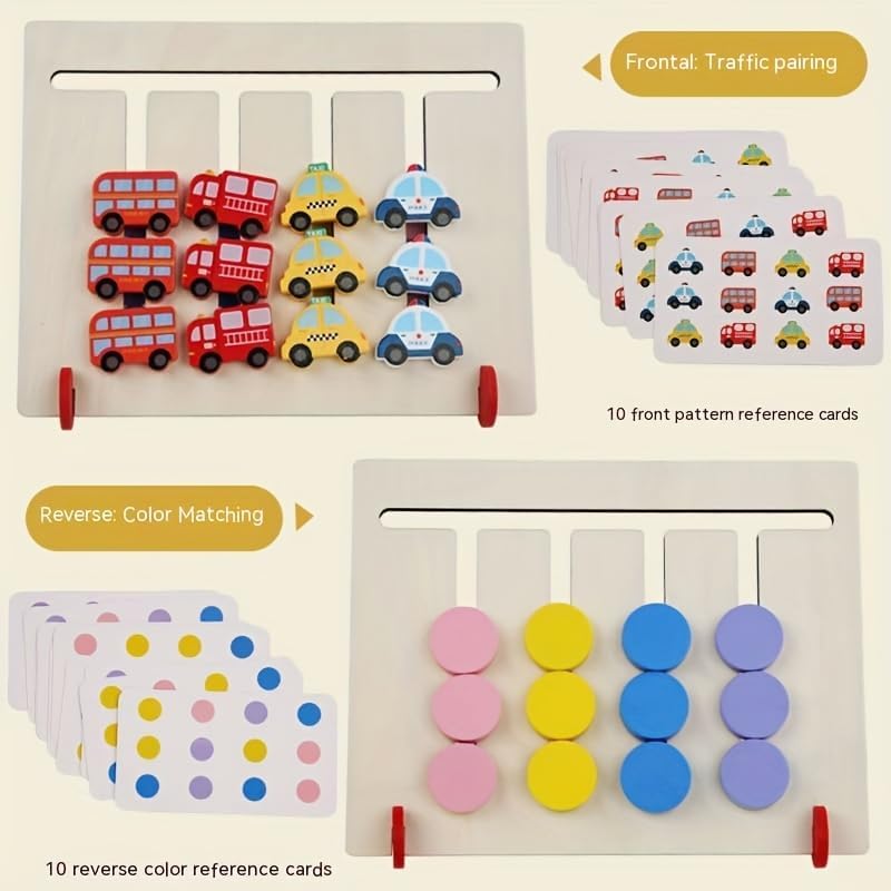 Image of Happy Hues Montessori Four-Color Game Intelligence Toy - Wooden Slide Puzzle for Toddlers,