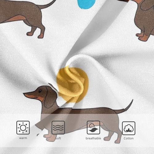 Brown Dachshund Dogs Spots White Panties for Girl Toddlers Underwear Floral Cotton Fun Print Briefs Kids Undies 2t3