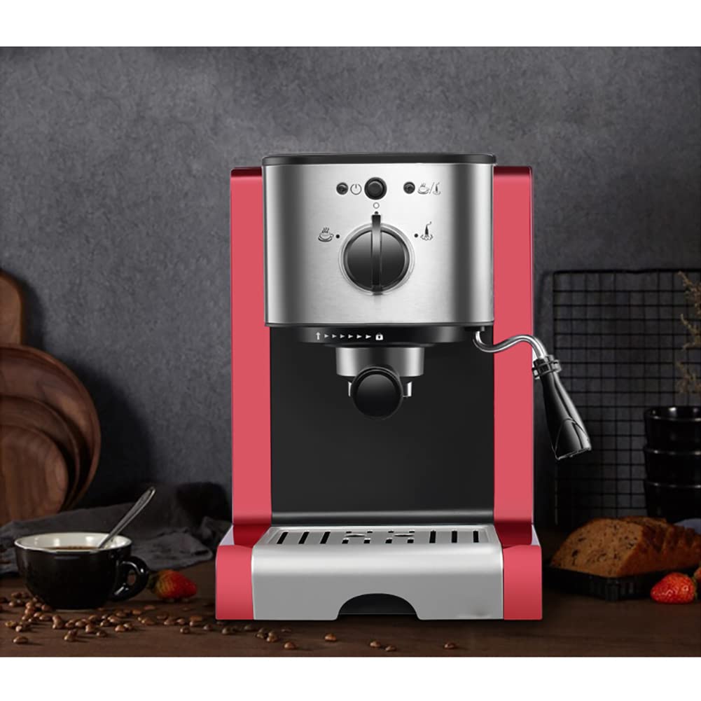 Macchina per caffè Espresso semiautomatica, Macchina per caffè Espresso con montalatte, Macchina per caffè e Cappuccino, 15 Bar di Pressione, 1,25 l/Serbatoio, 1350 W, Rosso