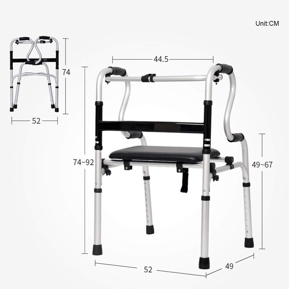 MObyat Andador para Ancianos,Bastón, bastón de Cuatro Patas, Andador Plegable con Asiento de PP con Andador con Ruedas, Andador Plegable, bastón Antideslizante con