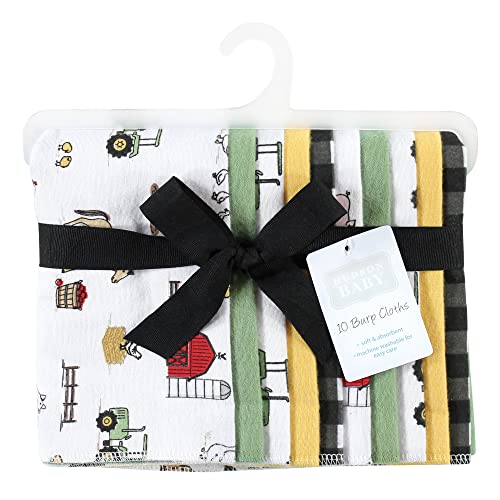 Image of Hudson Baby Unisex Baby Cotton Flannel Burp Cloths, Boy Farm, One Size