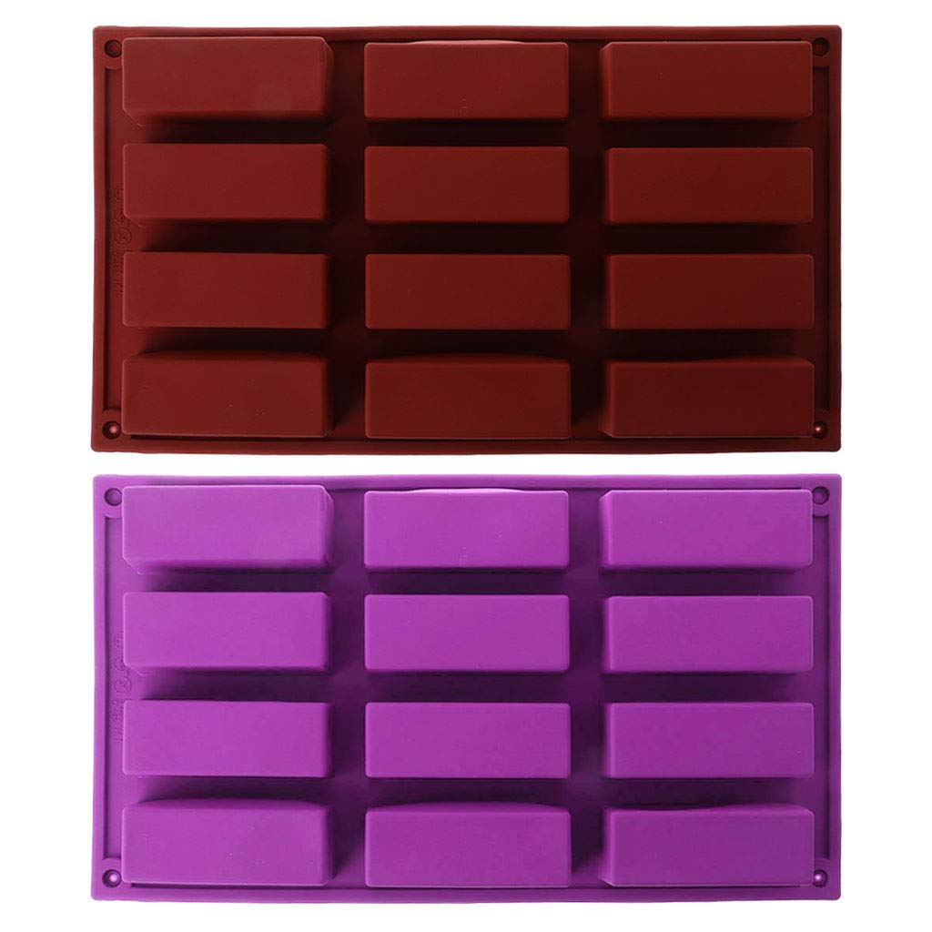 NEWFT 12 Cavity Rectangle Silicone Soap Cake Mold Candy Baking Bakeware Mould