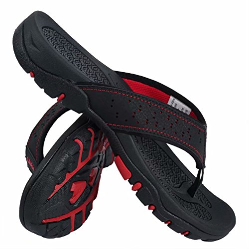 GUBARUN Mens Sport Flip Flops Comfort Casual Thong Sandals Outdoor(Black 11.5)